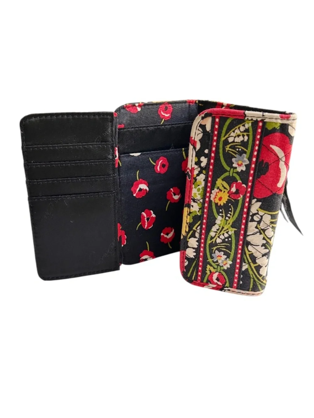 Vera Bradley Euro Tri-fold Wallet Poppy Fields Pattern - Picture 4 of 10